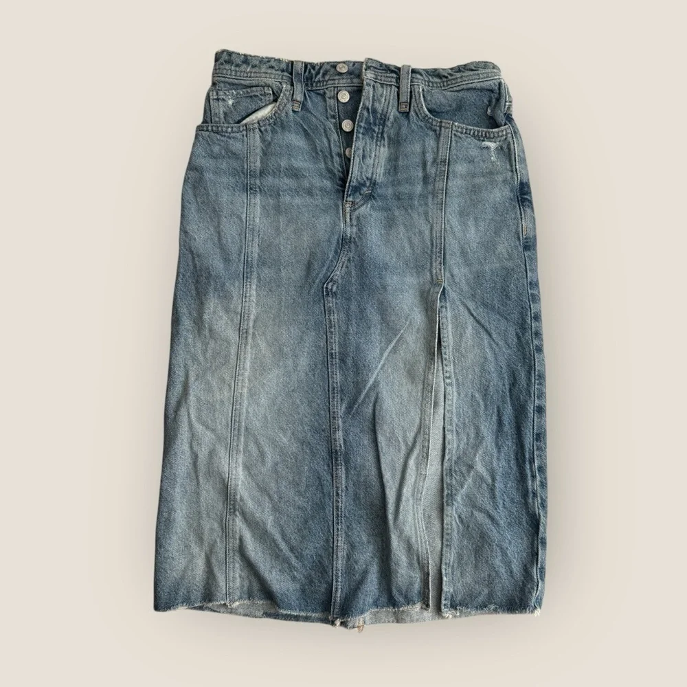 Free People | Mambo Light Wash Denim Midi Skirt | NWOT | Multiple Sizes